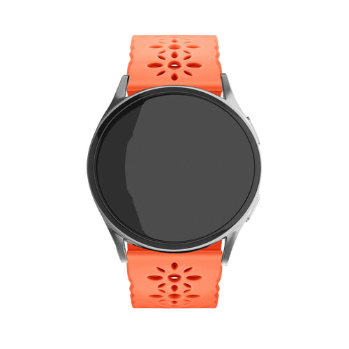 Patterned Silicone Strap, orange, on a watch, direct front view