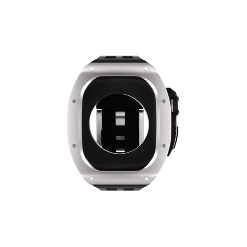 Reqior Funda de polímero y metal con correa de goma Apple Watch 45mm (plateado)