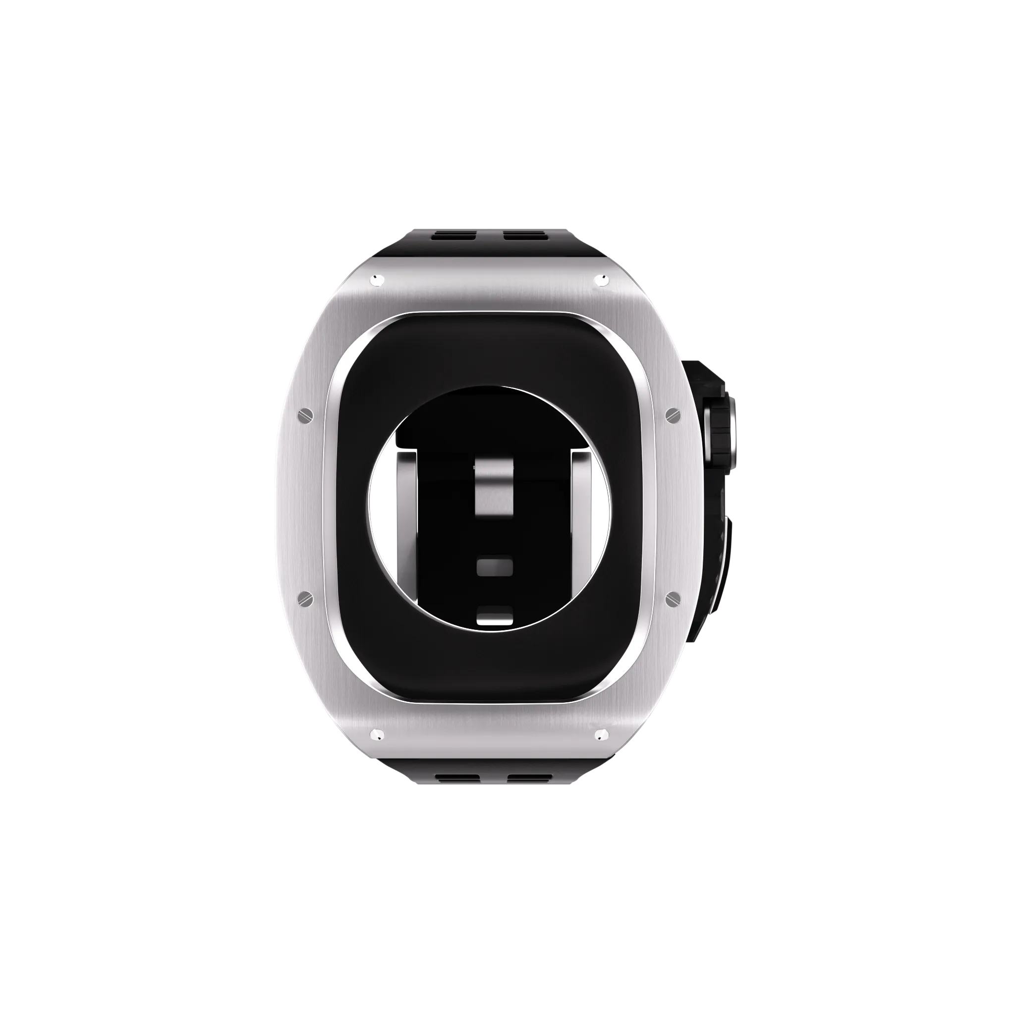 Reqior Funda de polímero y metal con correa de goma Apple Watch 45mm (plateado)