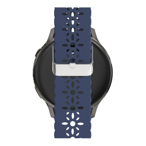 Silicone Strap 'Lace', dark blue, on a watch, direct front view