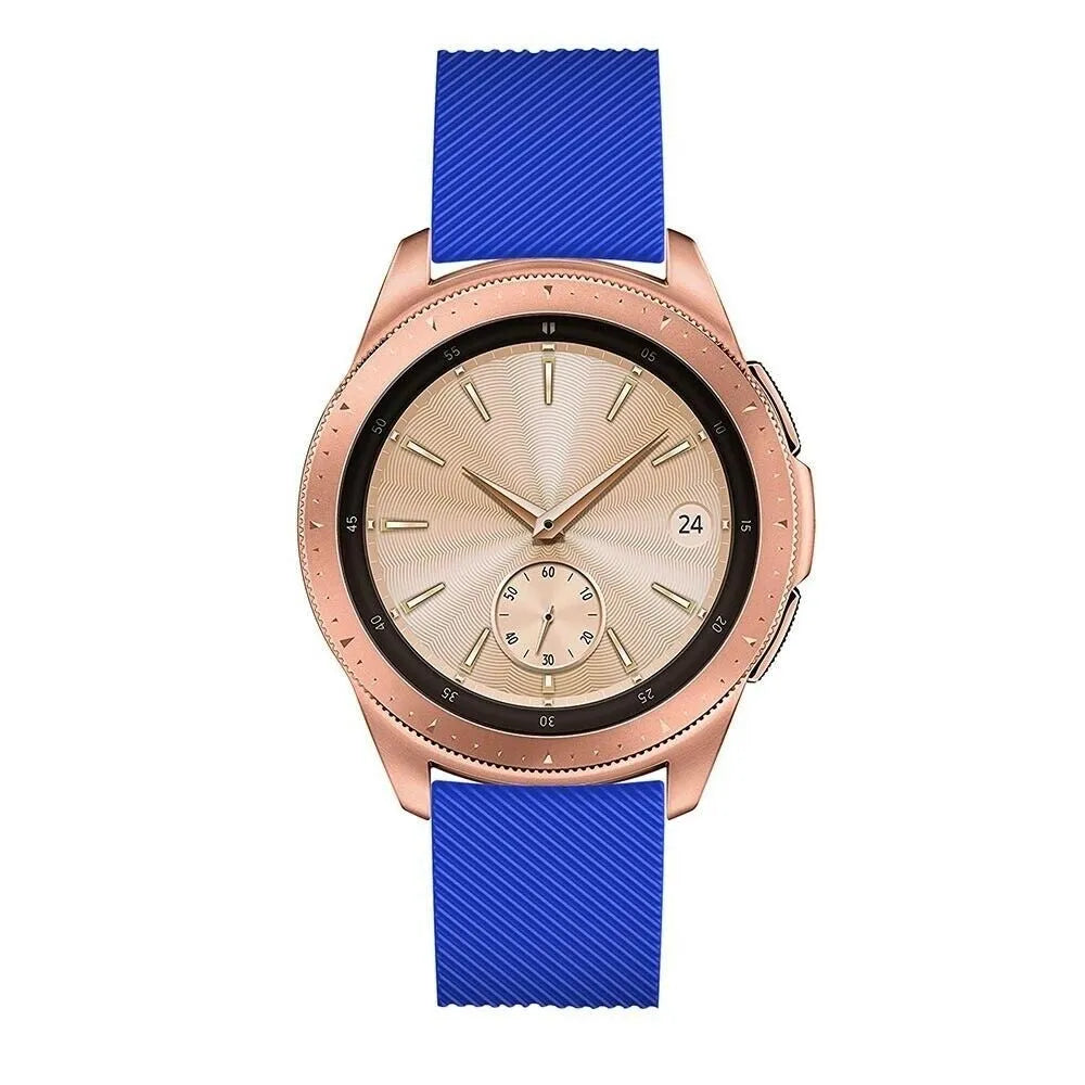 Twill Silicone Strap, blue, on a watch, direct front view