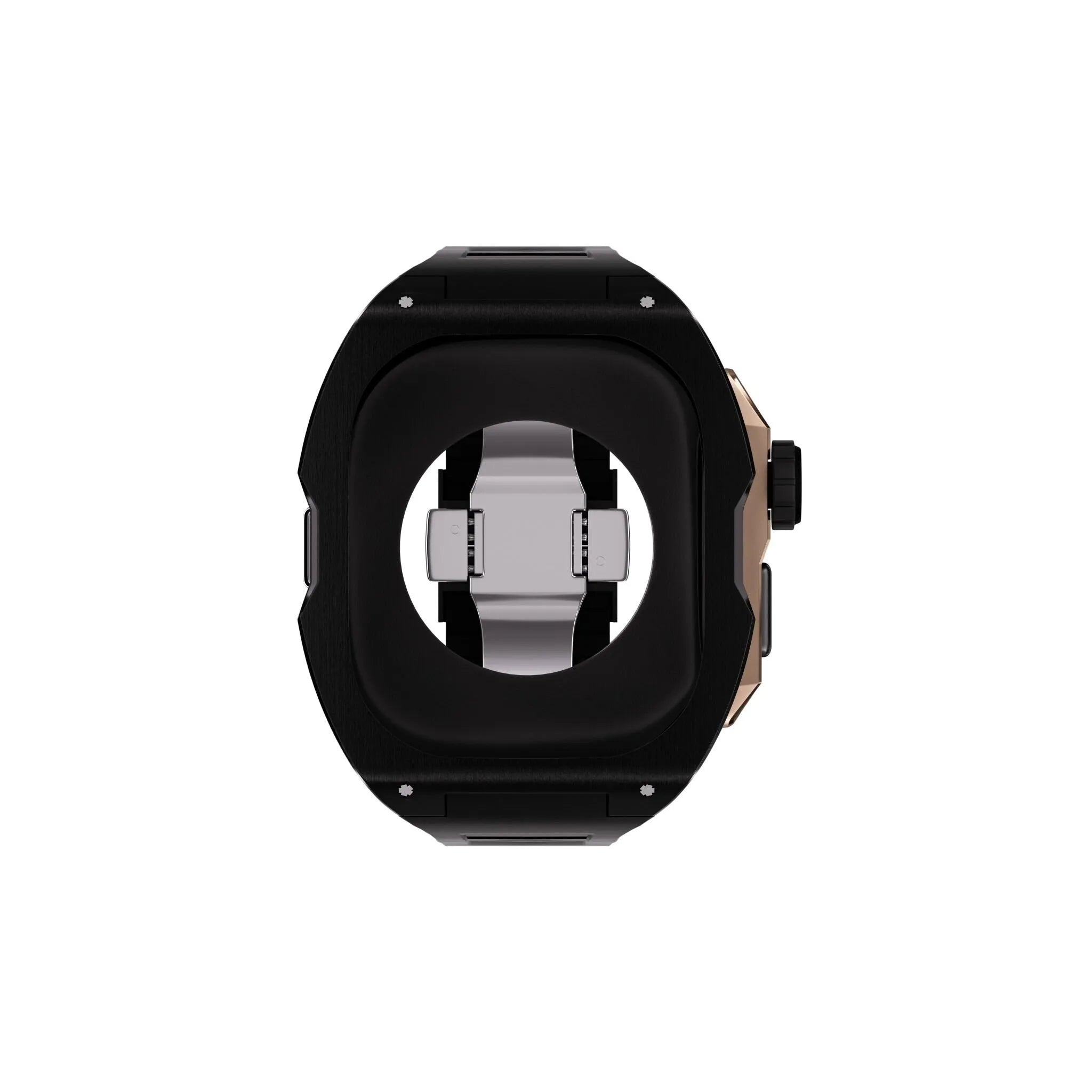Reqior Apple Watch Ultra Case with Rubber Strap (Black/Rose Gold)