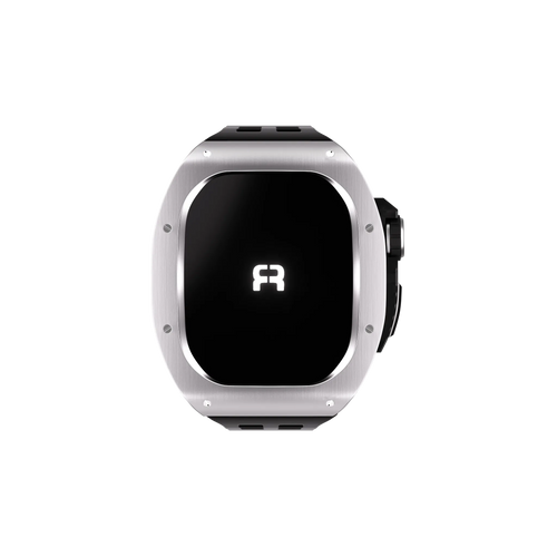 Reqior Funda de polímero y metal con correa de goma Apple Watch 45mm (plateado)
