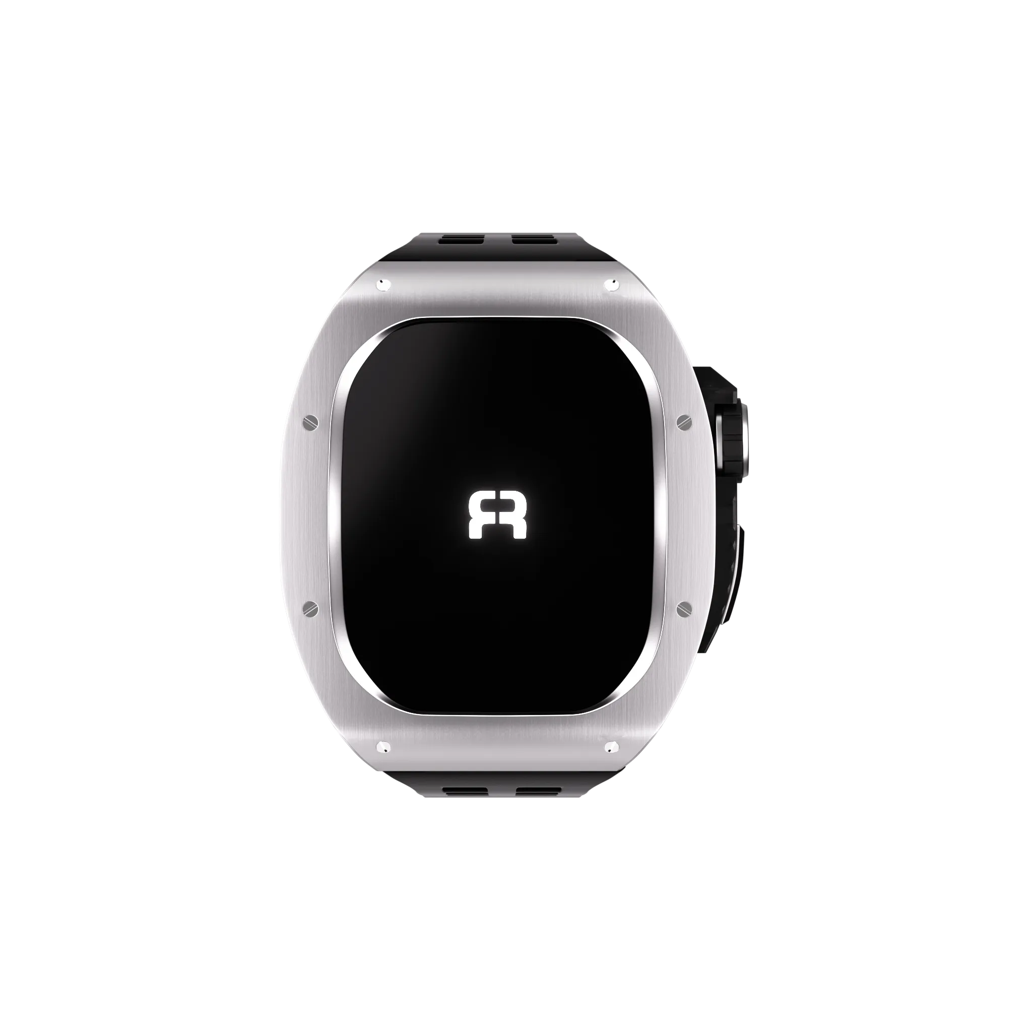 Reqior Funda de polímero y metal con correa de goma Apple Watch 45mm (plateado)
