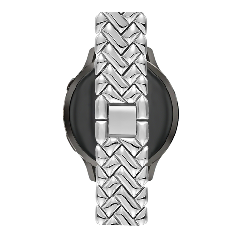 Metal Strap 'V-Type', silver, on a watch, direct front view