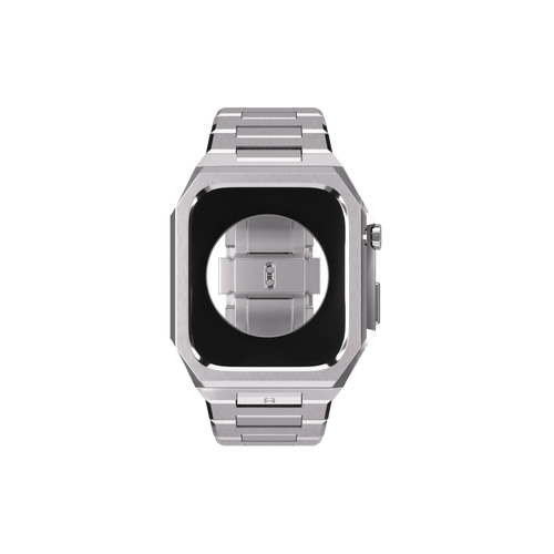 Reqior Funda con correa de acero 'Nautilus' Apple Watch 45mm (plateado)