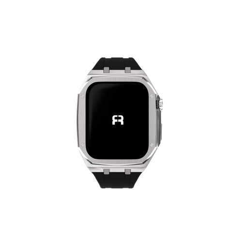 Reqior Funda de metal con correa de goma Apple Watch 45mm (plateado)