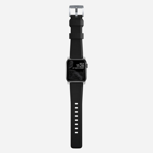 Nomad Rugged Apple Watch Silicone Strap (Black/Silver)