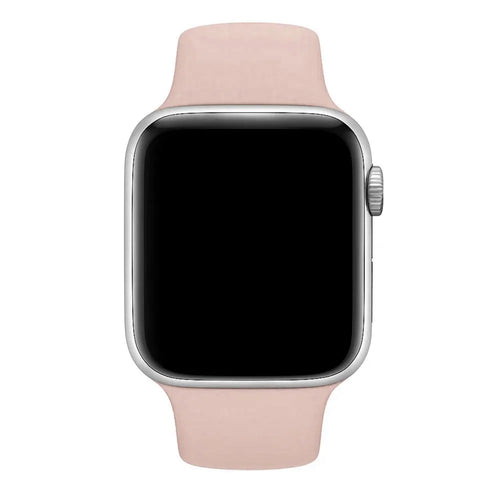 Silicone Strap, soft pink, on a watch, direct front view