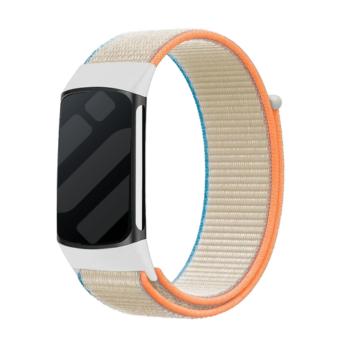 Nylon Strap, beige, on a watch, direct front view