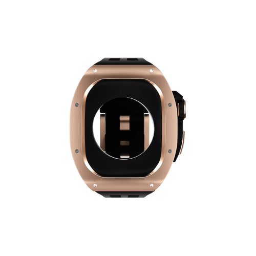 Reqior Funda de polímero y metal con correa de goma Apple Watch 45mm (rosa dorado)
