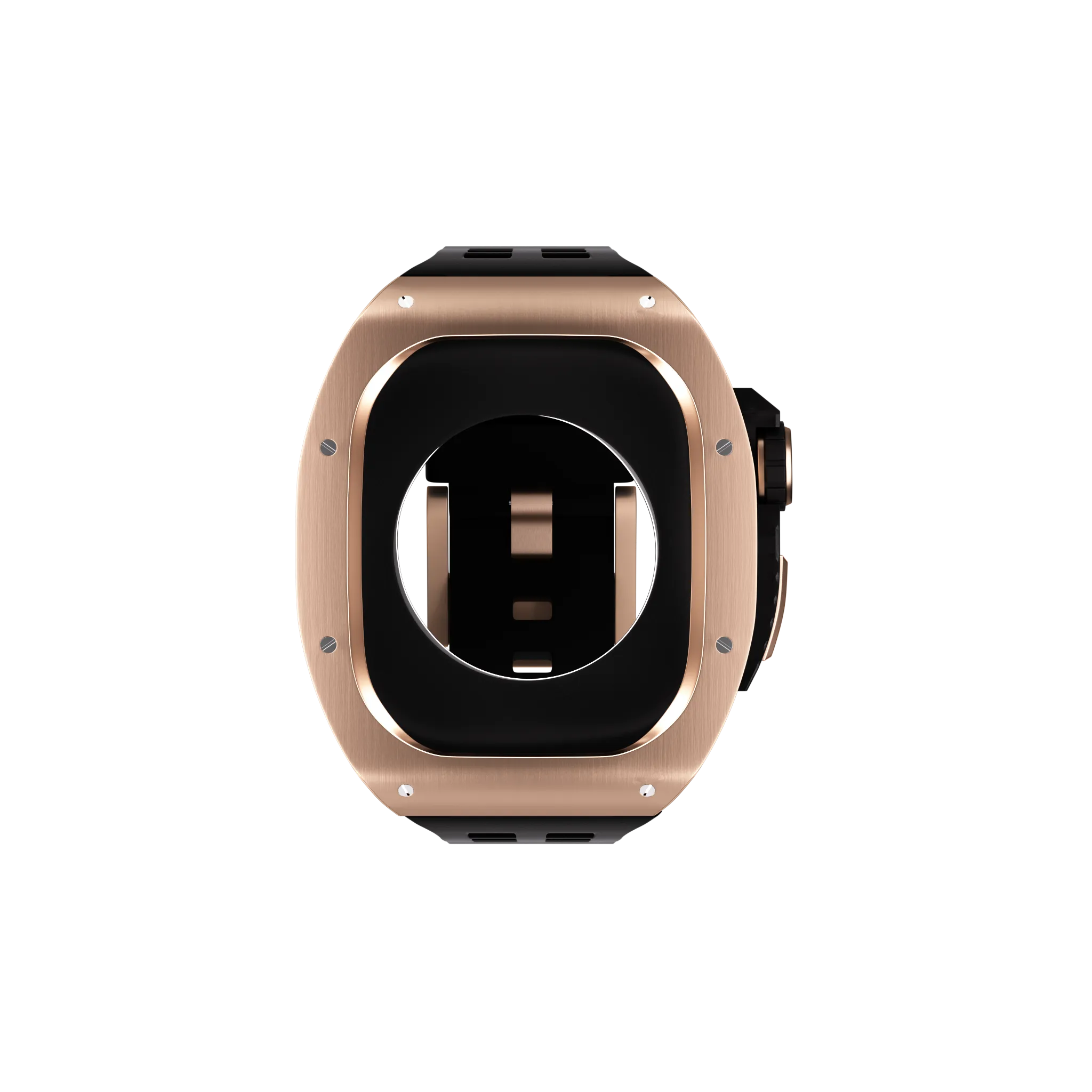 Reqior Funda de polímero y metal con correa de goma Apple Watch 45mm (rosa dorado)