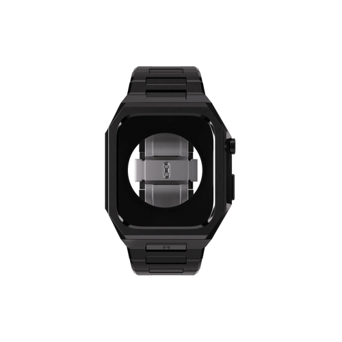 Reqior Funda con correa de acero 'Nautilus' Apple Watch 45mm (negro)