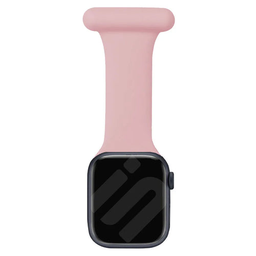 Silicone Nurse Fob, pink, on a watch, direct front view