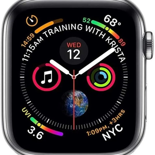 Luxurious Metal Strap, silver, on a watch, direct front view