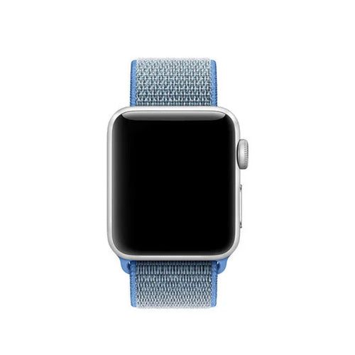 Nylon Strap, blue, on a watch, direct front view