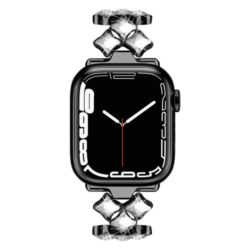 Steel Diamond Strap, black, on a watch, direct front view