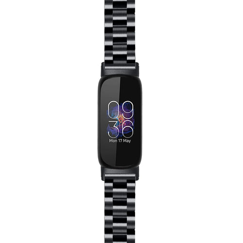 Steel Strap, black, on a watch, direct front view
