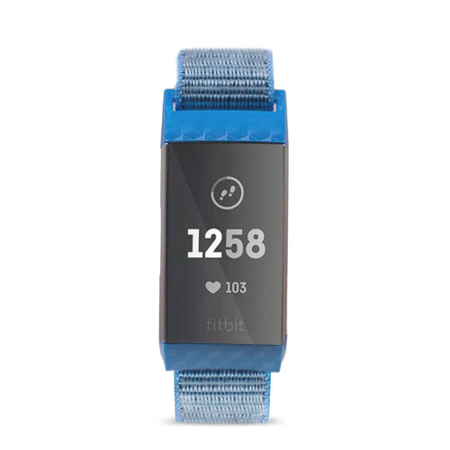 Nylon Strap, blue, on a watch, direct front view