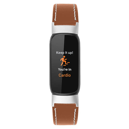 Modern Leather Strap, brown, on a watch, direct front view