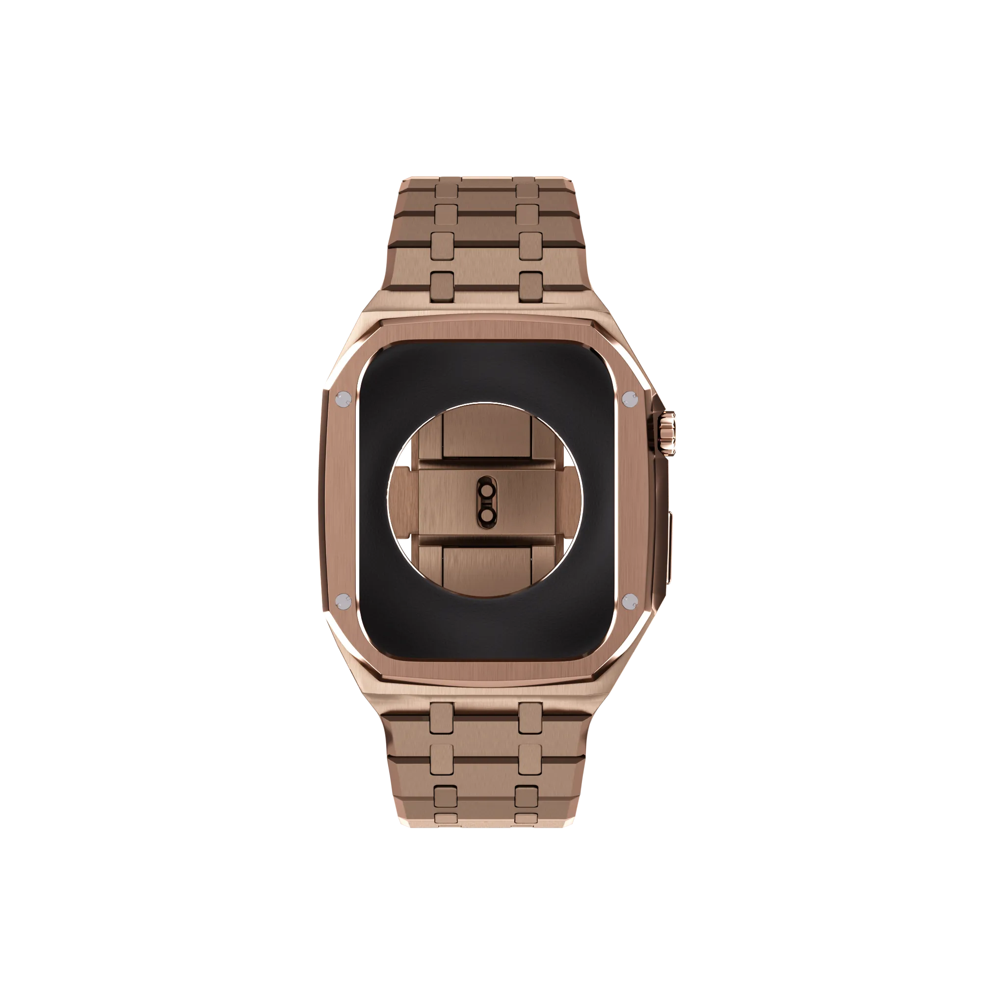 Reqior Funda con correa de acero Apple Watch 45mm (rosa dorado)