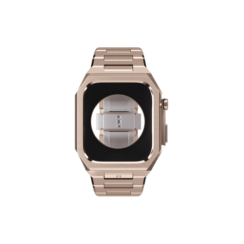 Reqior Funda con correa de acero 'Nautilus' Apple Watch 45mm (rosa dorado)