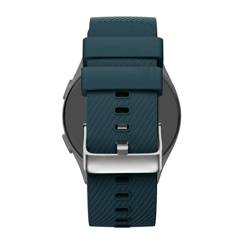 Silicone Strap 'Deluxe', dark green, on a watch, direct front view