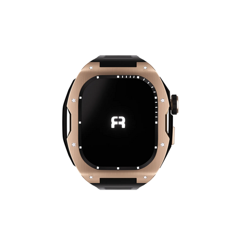 Reqior Funda con correa de goma Apple Watch 45mm (rosa dorado/negro)