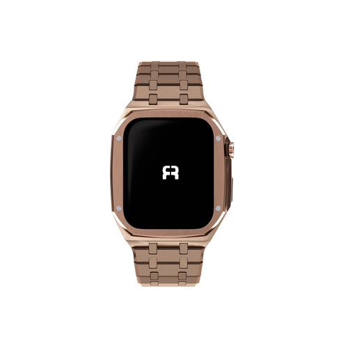 Reqior Funda con correa de acero Apple Watch 45mm (rosa dorado)