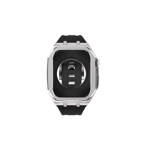 Reqior Funda de metal con correa de goma Apple Watch 45mm (plateado)