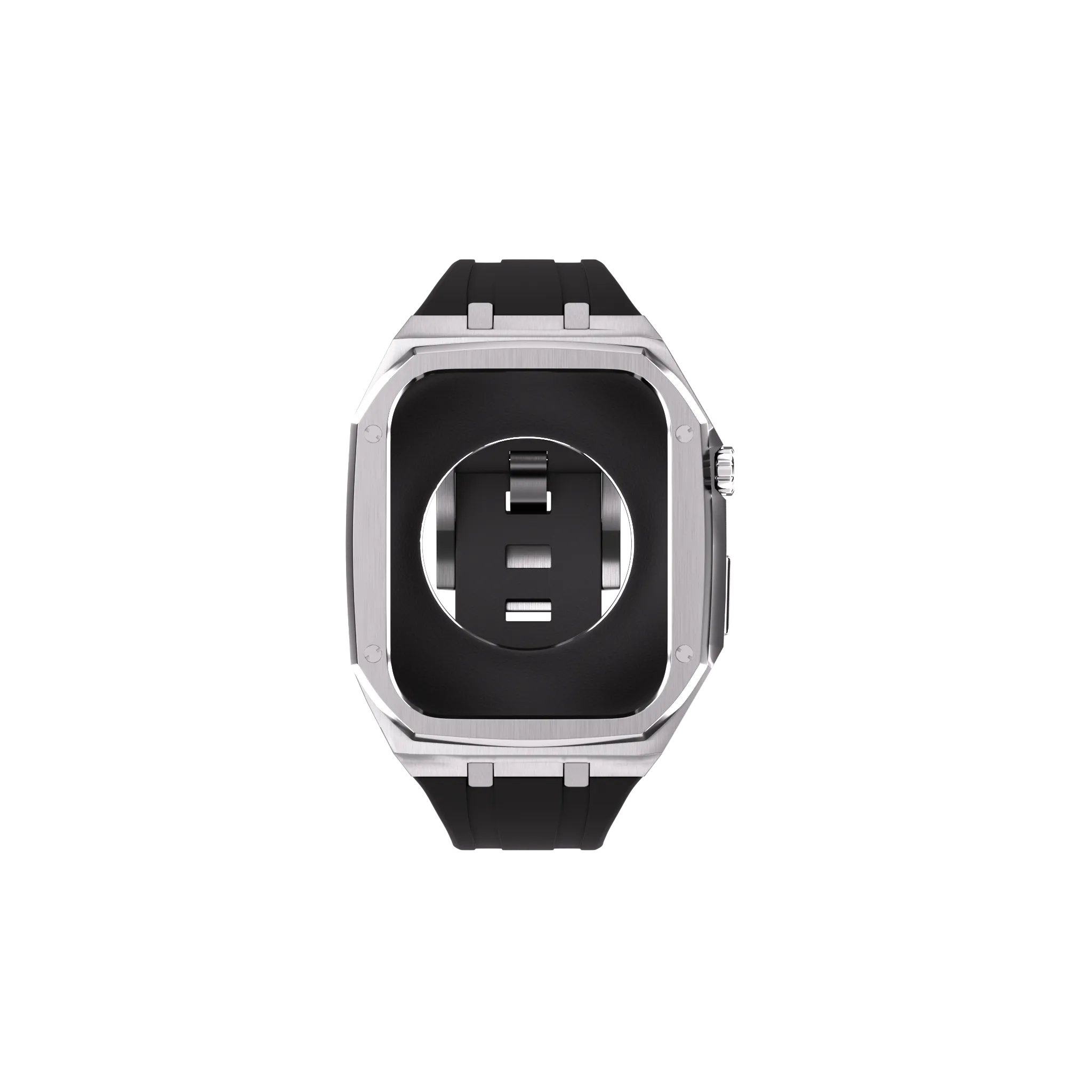 Reqior Funda de metal con correa de goma Apple Watch 45mm (plateado)