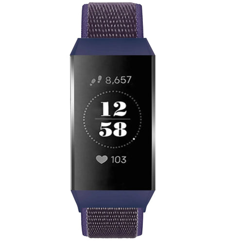 Nylon Strap, dark blue, on a watch, direct front view