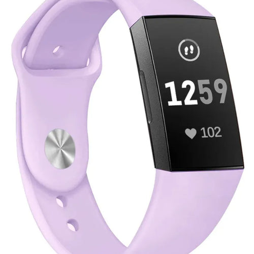 Silicone Sport Strap, lavender, on a watch, direct front view