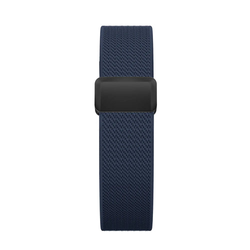 Nylon Strap with D-buckle, dark blue, on a watch, direct front view