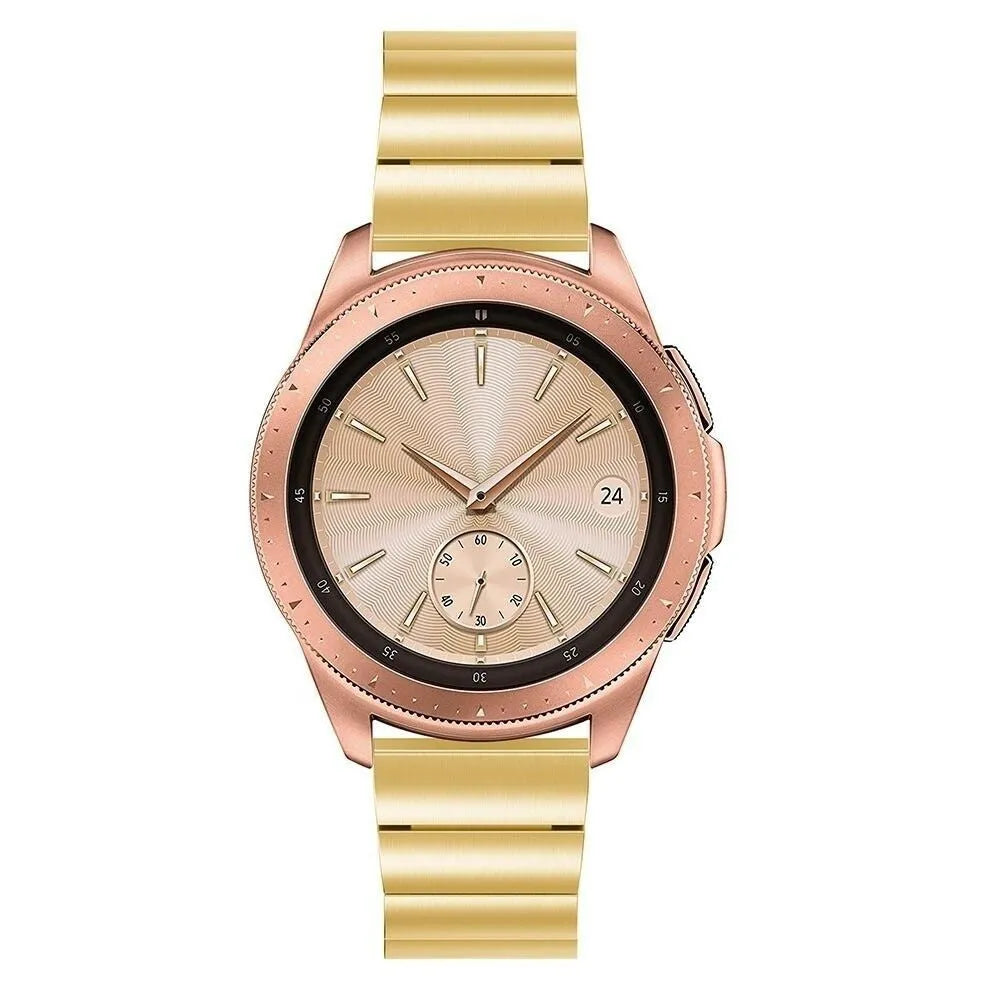 Premium Metal Strap, gold, on a watch, direct front view