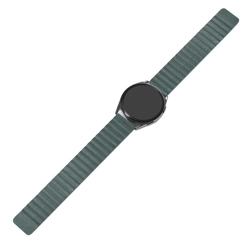 Leather Loop Strap, viridian, on a watch, direct front view