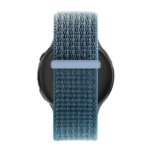 Nylon Loop Strap, green-grey, on a watch, direct front view