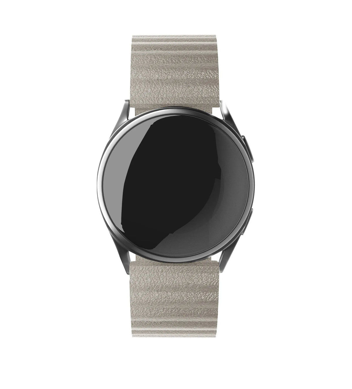 Leather Loop Strap, khaki, on a watch, direct front view