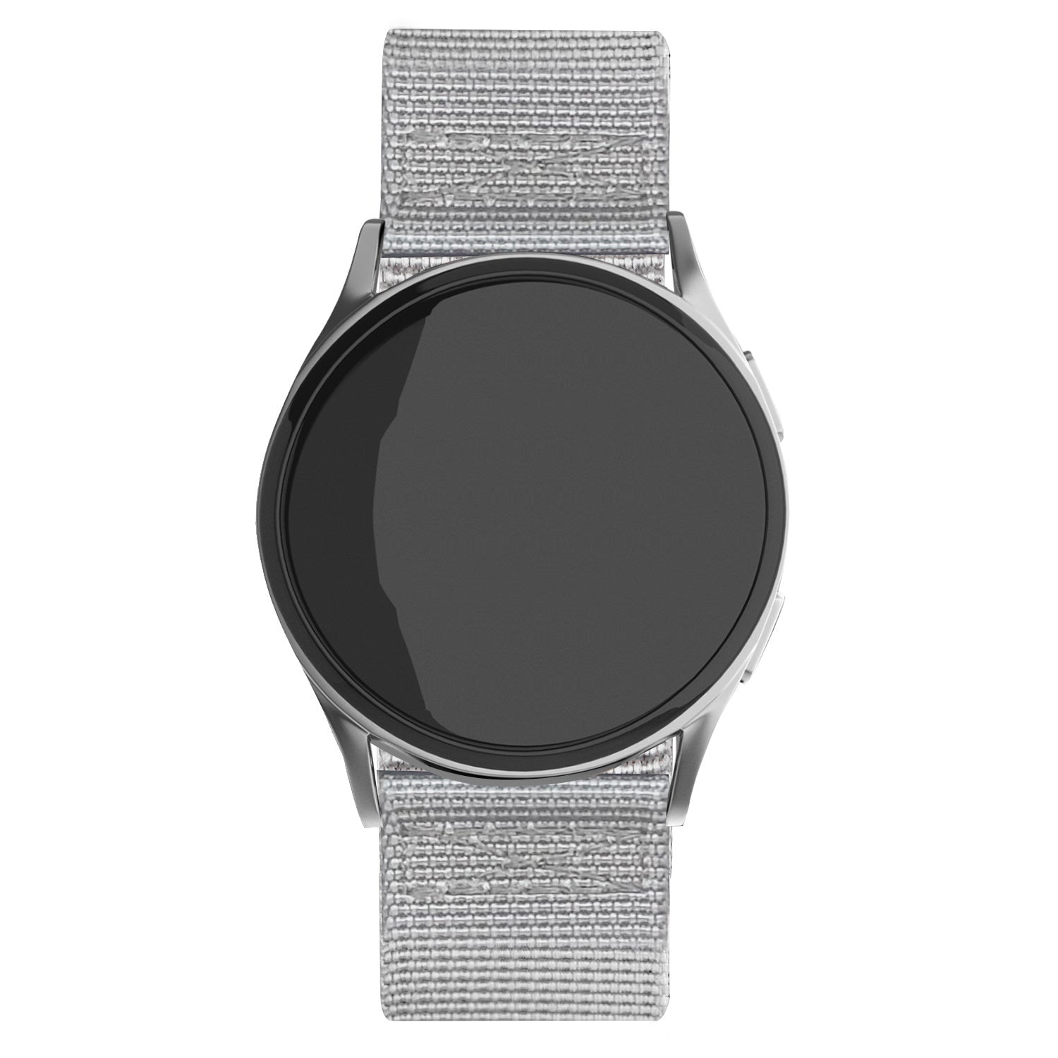 Nylon Buckle Strap, grey, on a watch, direct front view