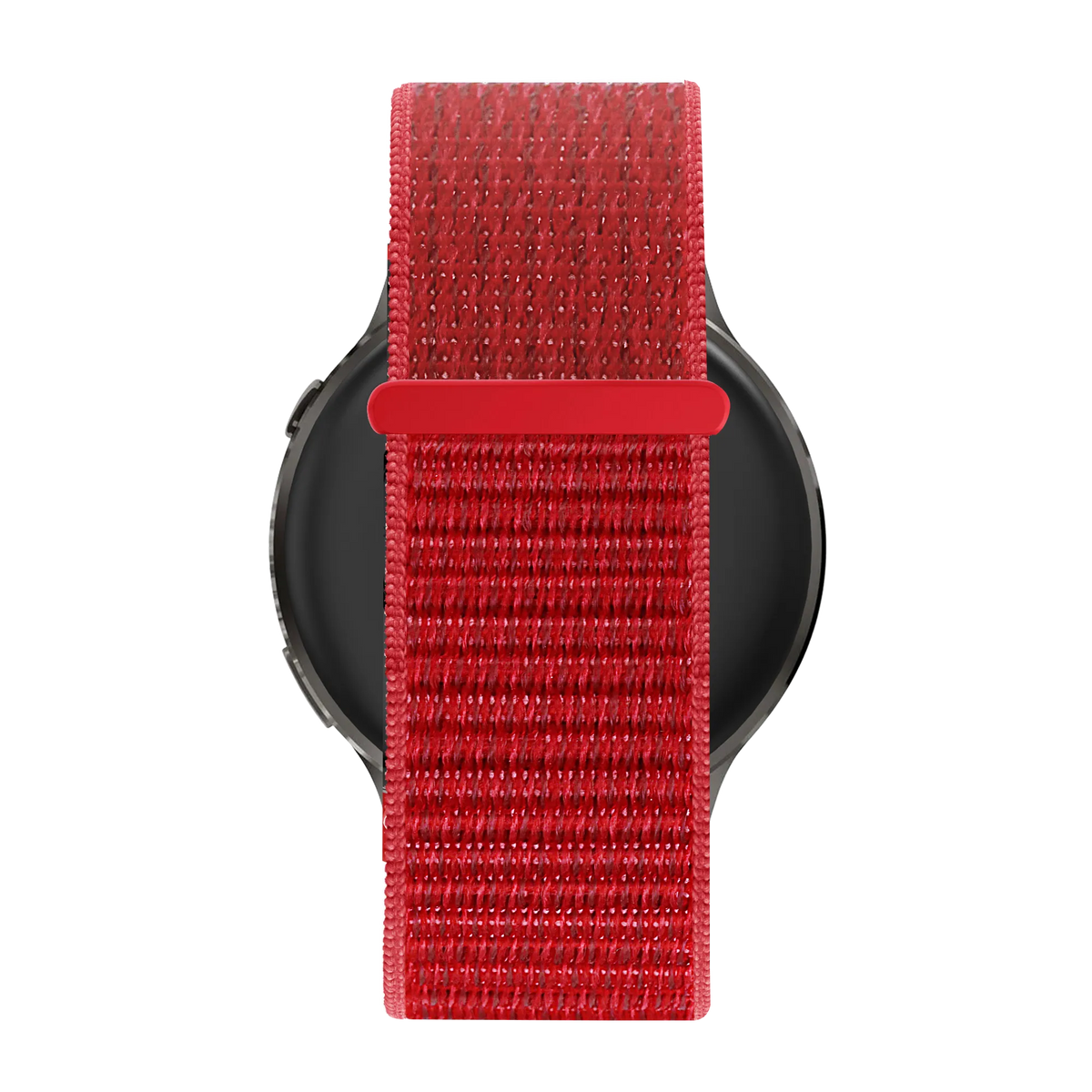 Nylon Loop Strap, red, on a watch, direct front view