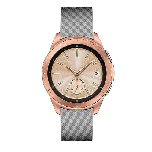 Twill Silicone Strap, grey, on a watch, direct front view