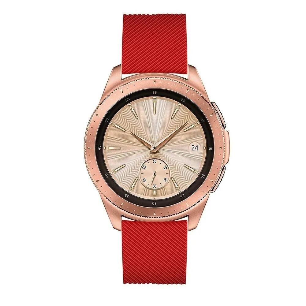 Twill Silicone Strap, red, on a watch, direct front view