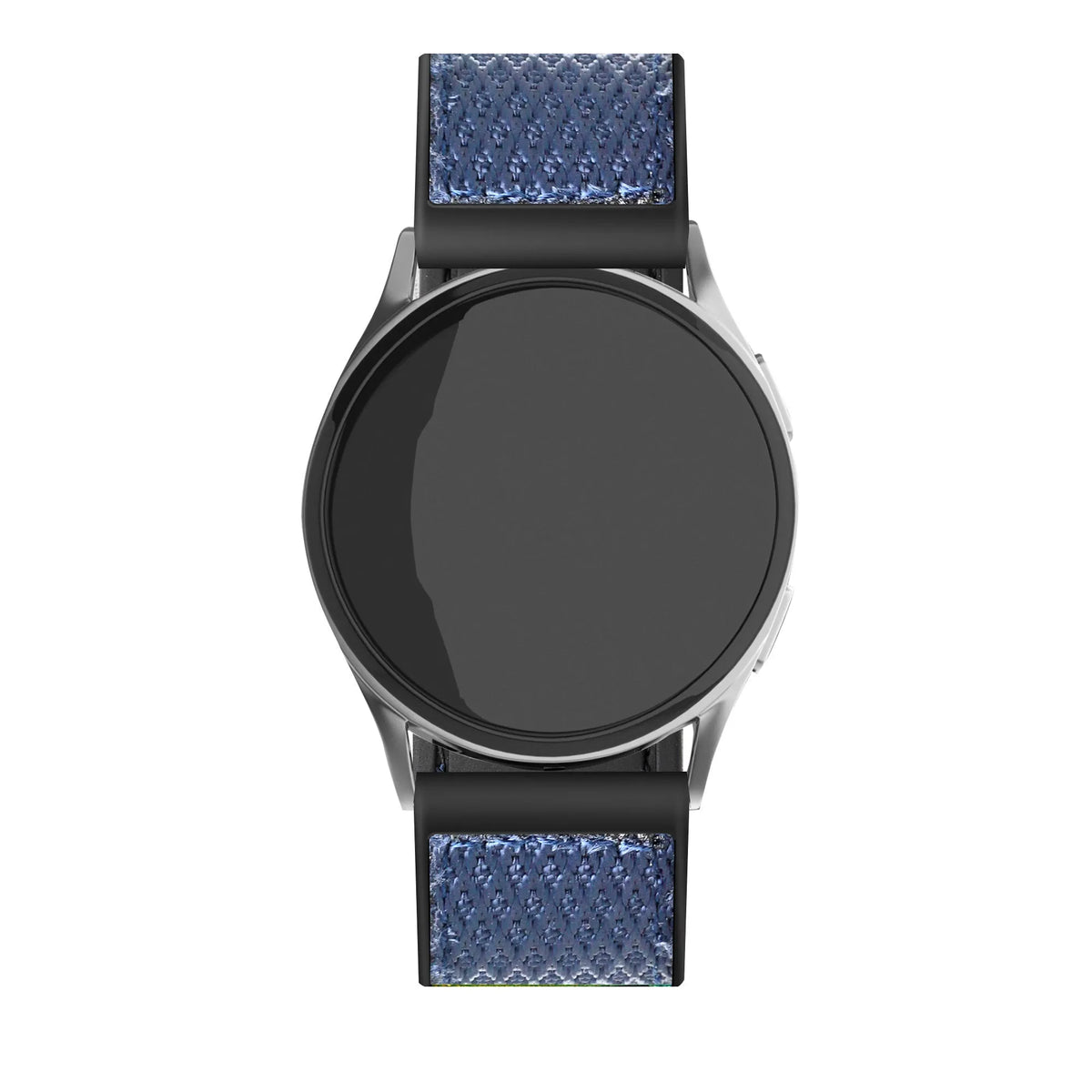 Nylon Hybrid Strap, blue, on a watch, direct front view