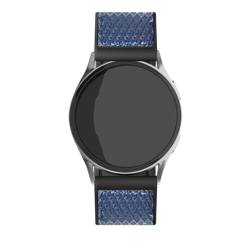 Nylon Hybrid Strap, blue, on a watch, direct front view