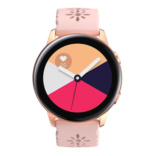 Patterned Silicone Strap, pink, on a watch, direct front view