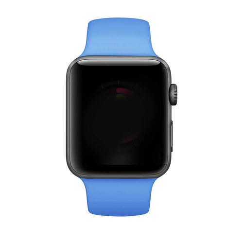 Silicone Strap with Buckle, light blue, on a watch, direct front view