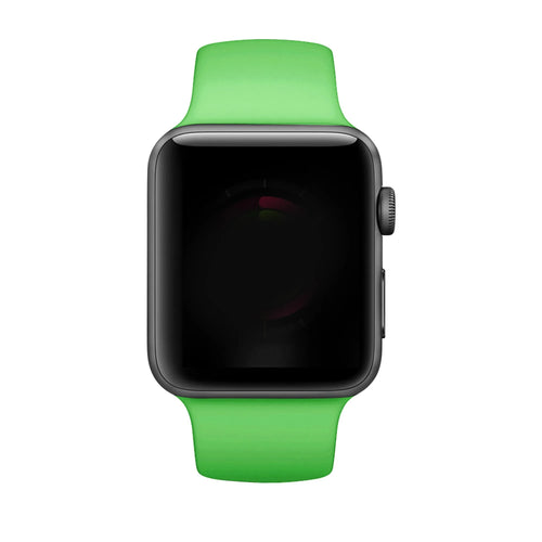 Silicone Strap with Buckle, green, on a watch, direct front view
