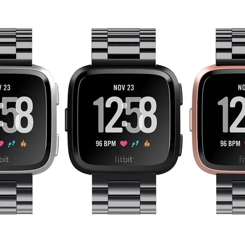 Steel Strap, black, on a watch, direct front view