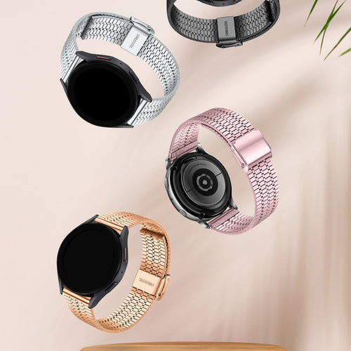Fine Steel Strap, rose gold, on a watch, direct front view