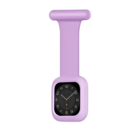 Silicone Nurse Fob, lilac, on a watch, direct front view